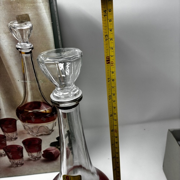 Lubiana Made in Italy Crystal Decanter Set 7-Piece Grape Motive Vintage Bohemian - Picture 2 of 8
